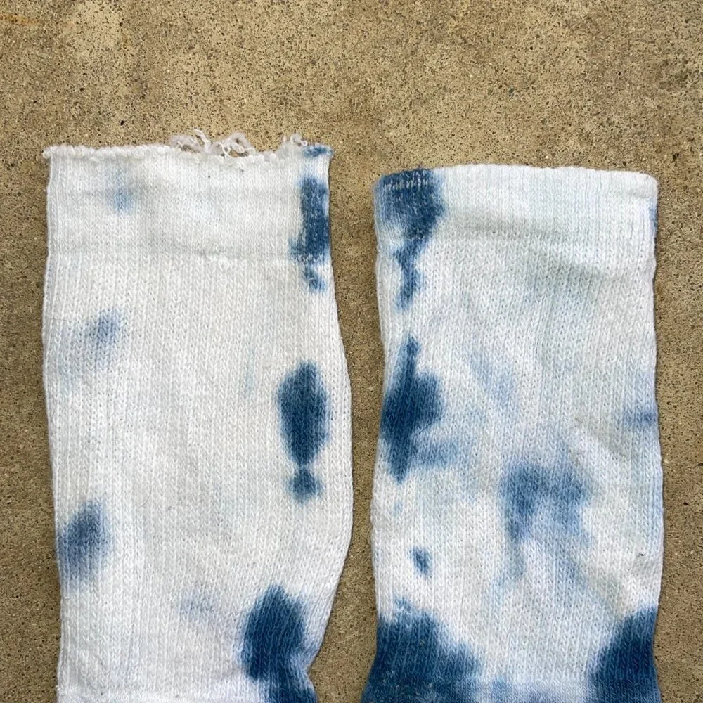 Tie Dye Navy and White Crew Socks
